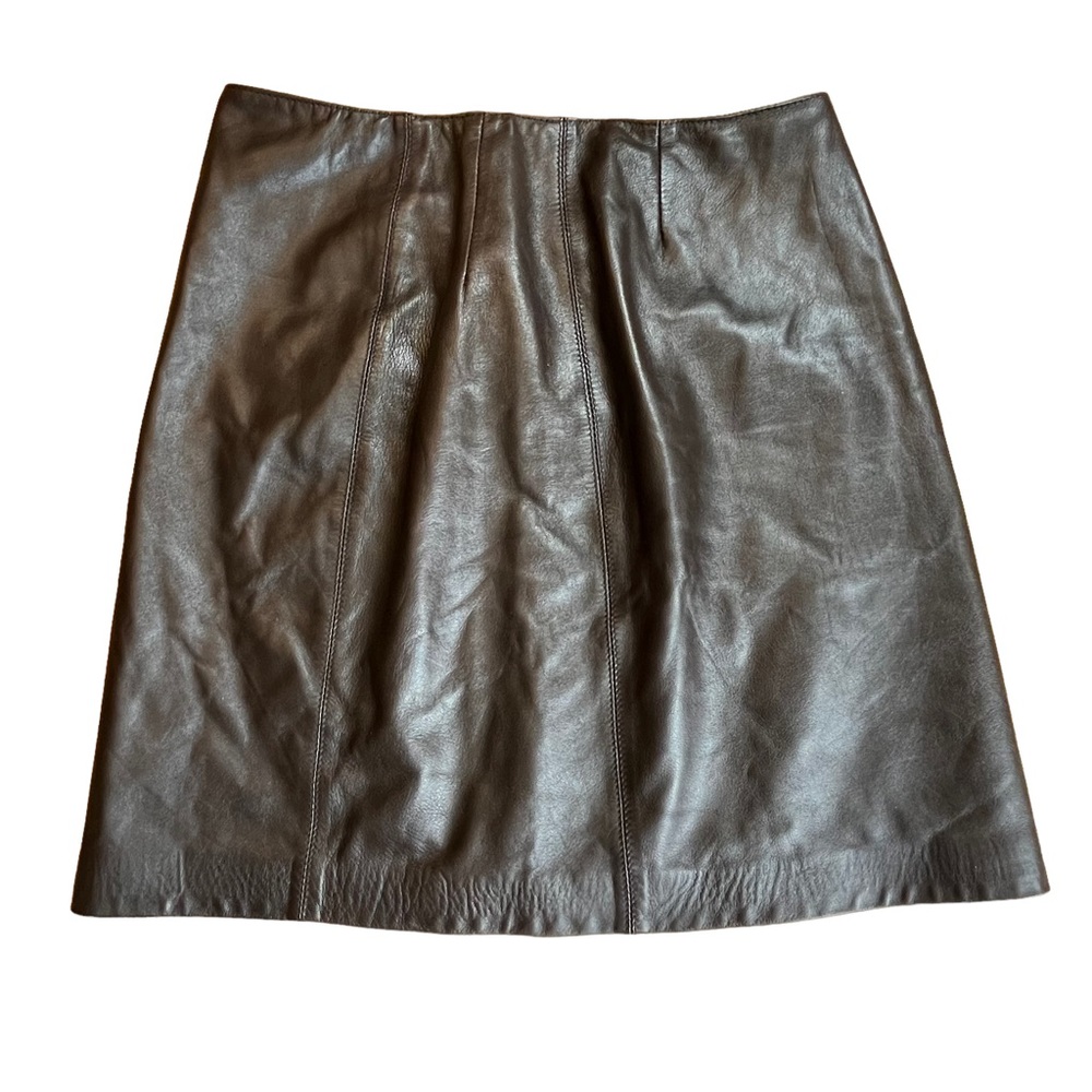 Vintage Oscar De La Renta Chocolate Leather Mini